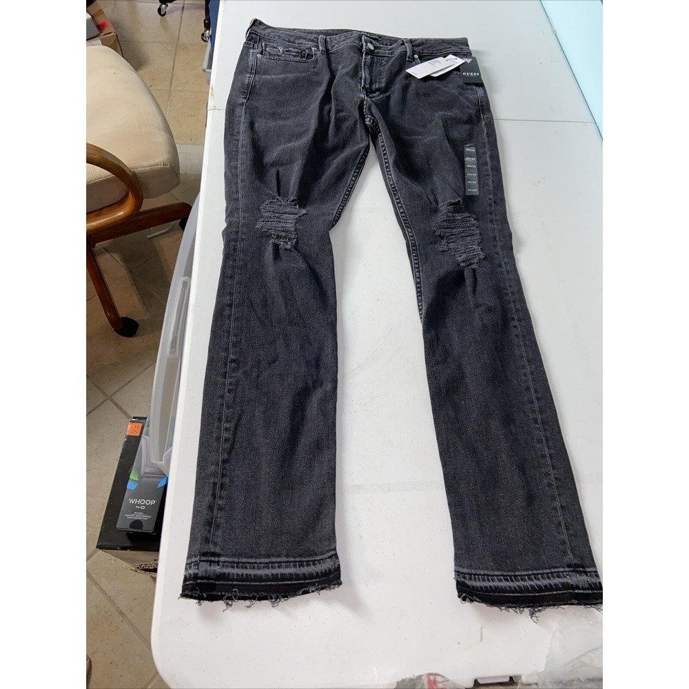 guess men's los angeles Jeans 36x31 Black Skinny Low Rise